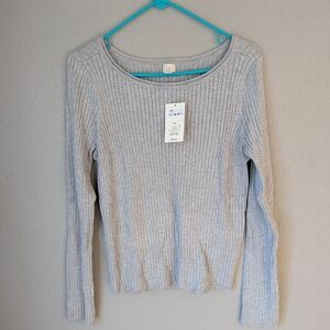 A New Day Women's Gray Ribbed Sweater Top Xxl